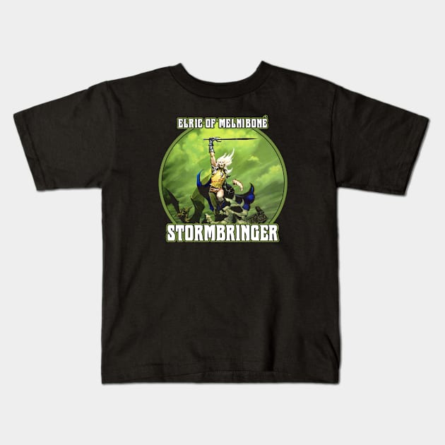 Stormbringer (Black Print) Kids T-Shirt by Miskatonic Designs